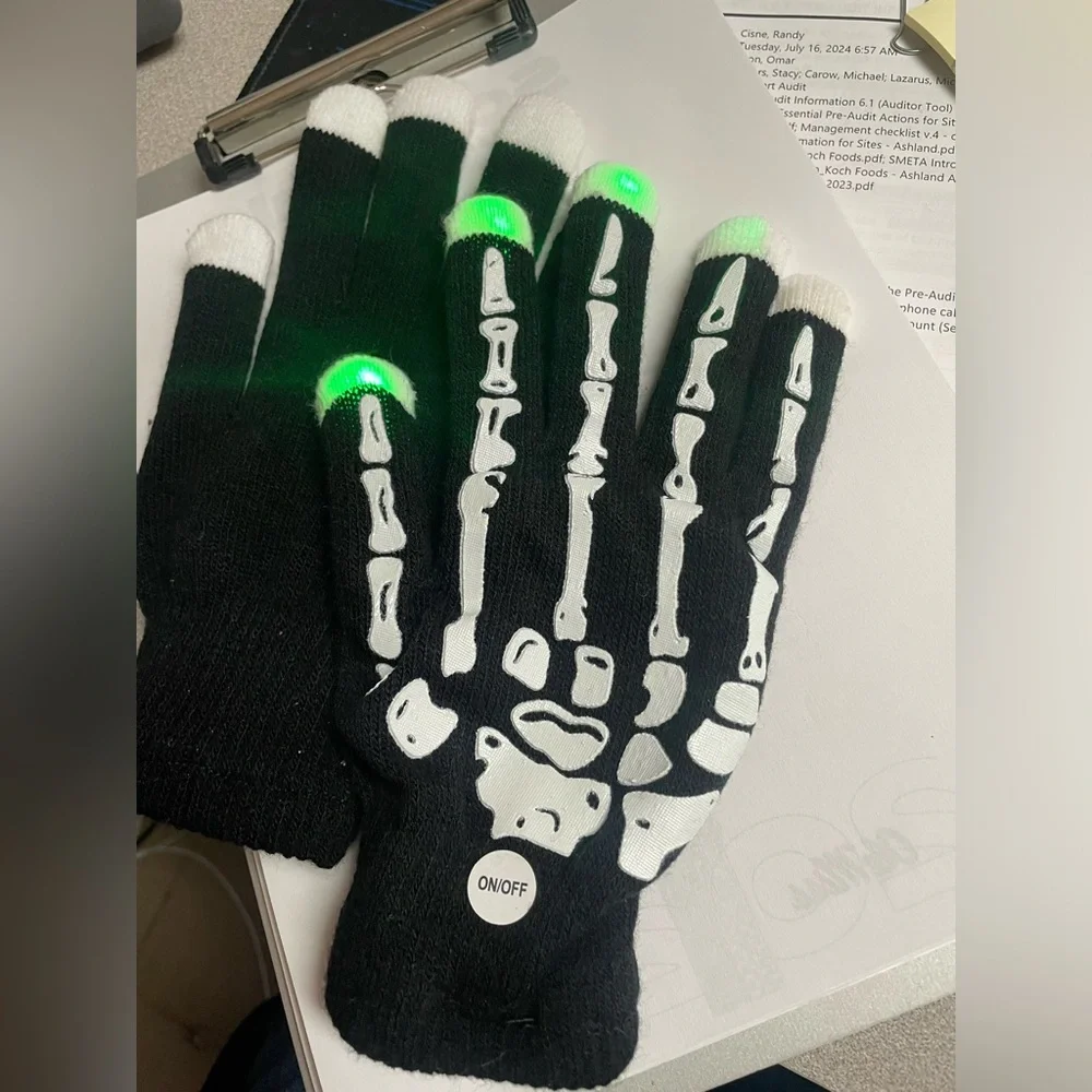Color Changing LED Lights Skeleton Gloves, NWOT
